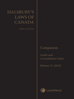 cover image of Halsbury's Laws of Canada -- Companion -- Guide and Consolidated Index